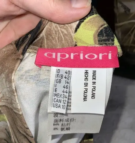 Apriori Golden Yellow Tan & Green Tropical Floral High Neck Sleeveless Top 10