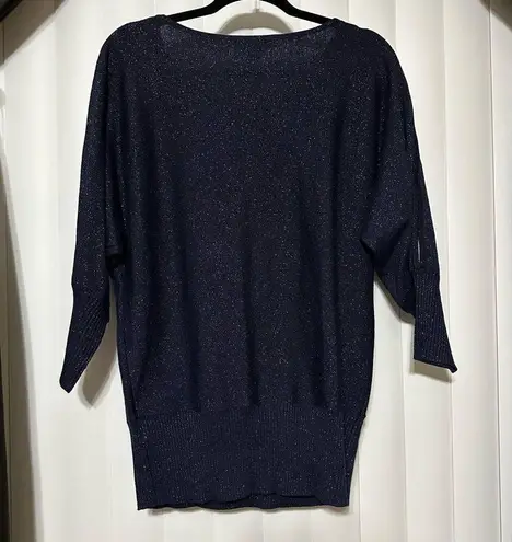 Forever 21 Twentyone dressy Royal blue sparkly sweater, functional Zipper going one sleeve,