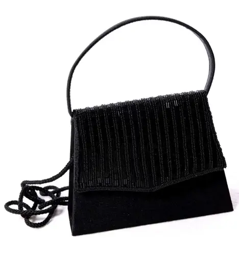 Bijoux Terner Vintage Small Black Beaded Evening Bag Purse Crossbody Clutch