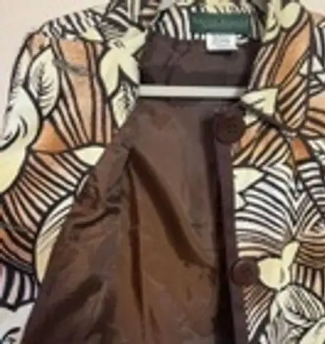 Harvé Benard Harve Benard Womens Blazer Jacket Button Closure Lined Floral Brown Cream Size 8