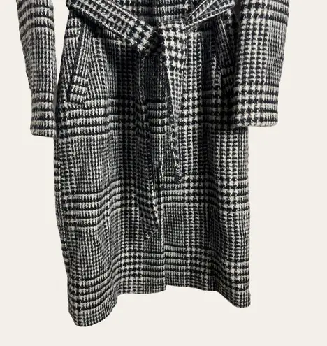 Cole Haan  Signature Houndstooth Plaid Wool Blend Belted Trench Coat Size 6