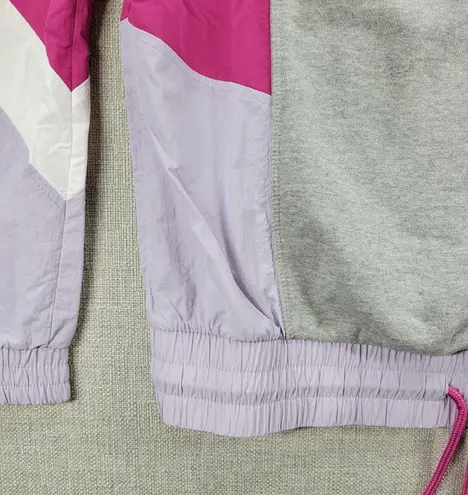 Peloton Chic Fabric Mix Pullover Sweatshirt Size M Gray Pink Cropped PS121 NEW