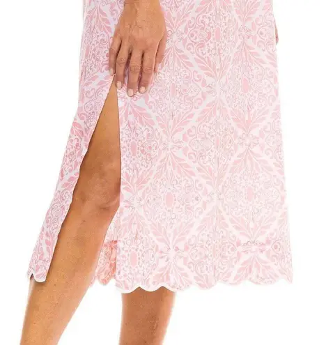 Heidi Carey CORAL FILIGREE SLIP NIGHTGOWN Size Large Scalloped Slip Dress Pink