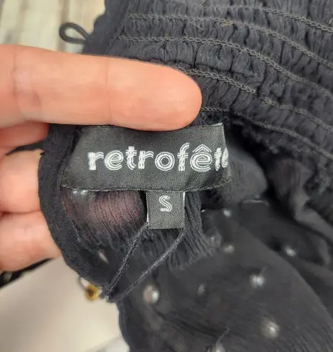 Retrofête Retrofete Hedy Embellished Silk Chiffon Dress in Black Pearl Size Small NWT