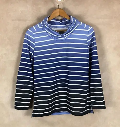 Karen Scott Dip-dyed Striped Cowl Neck Sweatshirt XS