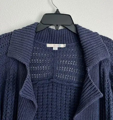 Boden Womens Long Sleeve Open Knit Duster Cardigan Sweater Heavy Blue Medium