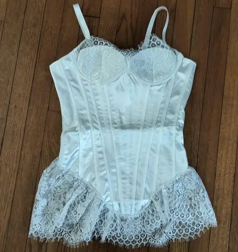 Forplay Size M L White Bustier Corset Lace Bride Honeymoon