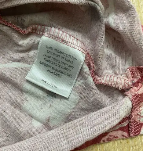 Garnet Hill Asian Wrap Sleep Top Dusty Rose Rust Flower Small Organic Cotton