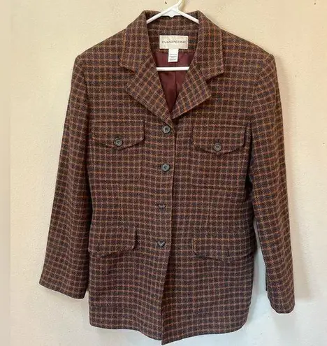 Evan Picone Vintage  Brown Tweed Plaid Academia Professor Blazer Jacket Large