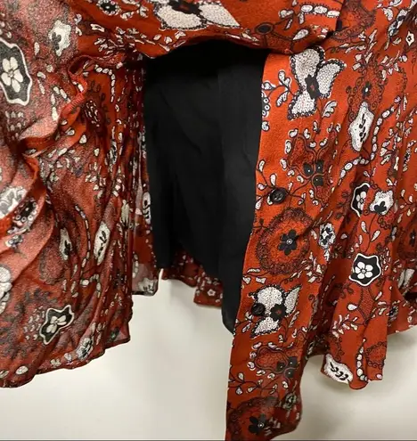 ALC Frank A.L.C Randi Mini Button front Dress Floral print Henna, Black, & White