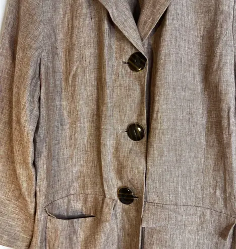 Austin Reed Light Brown 100% Linen Tunic Boyfriend Jacket Lightweight Size 10