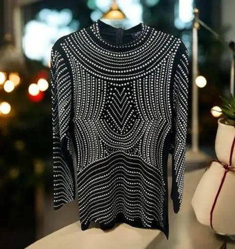 new Crystaline by Tango Mango ✵ Swarovski Crystal Elements Tunic Top ✵ Black ✵ S