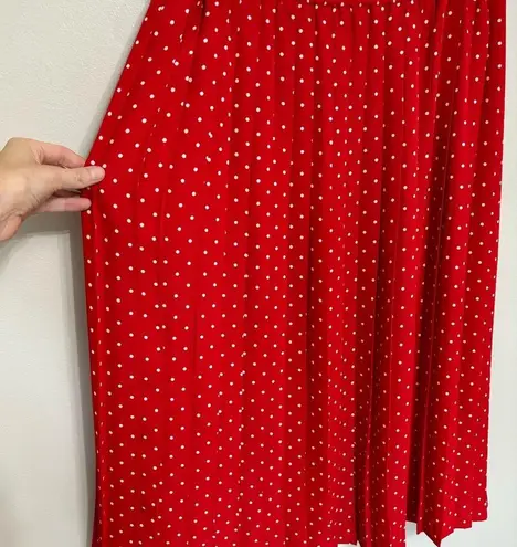 American Vintage Vintage Alfred Dunner Red and White Polka Dot Pleated Midi Skirt - Size 14