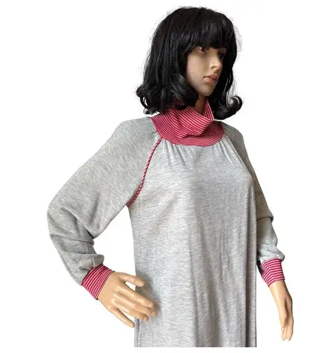 Vintage Sears JR Bazaar turtleneck maxi dress sleeved gray red medium