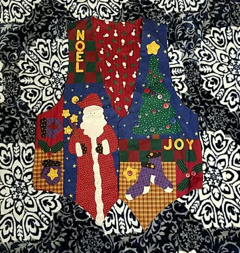 Reversible Christmas Vest Snowman Santa Tree M/L Blue Size undefined