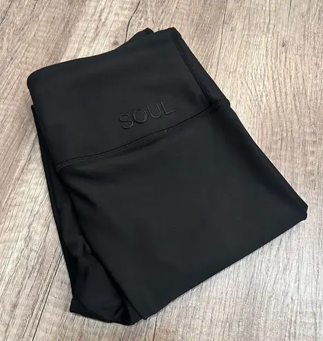 SoulCycle Black Hi Rise 7/8 Leggings Spellout Size Small