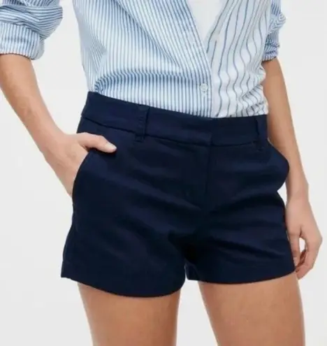 J.Crew  Classic Chino Shorts 3 Inch Inseam 100% Cotton H5616 Navy Blue Size 4