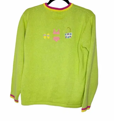 Storybook Knits Beach Fashion Button Cardigan Small Green