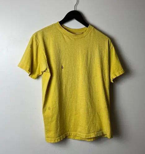 Urban Outfitters Distressed Vintage 80s Manhattan Beach T Shirt Yellow Small S Single Stitch