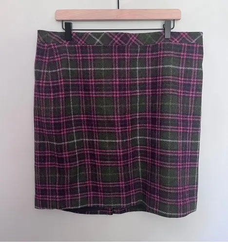 L.L.Bean  Wool Favorite Fit Plaid Skirt - Size 18