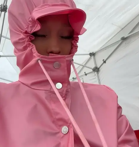 Rains Pink Sky Long Jacket Size M