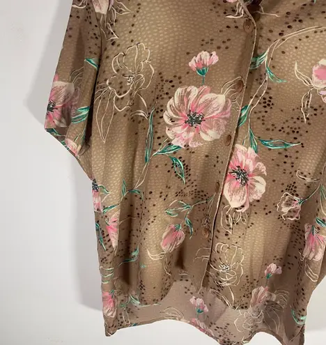 Sag Harbor Vintage Women’s Button Down Floral Print Design Blouse Size 14