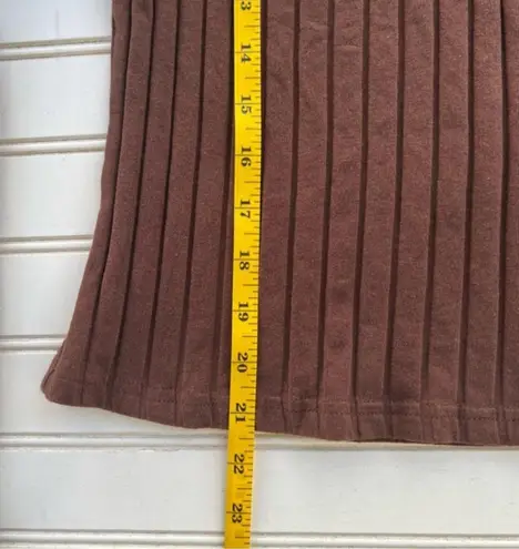 SheIn  Brown Mock Neck Long Sleeve Ribbed Top