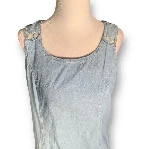 Vintage Denim & Co Dress Denim Pinafore Light Wash Button Detail Sleeveless Maxi Blue Size M