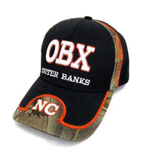 OBX Outer Banks NC Baseball Hat Dad Cap Souvenir North Carolina Travel Camo OS Black