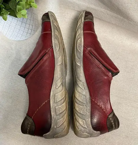 Remonte Antiqued Dark Red Leather Slip On Comfort Shoes Women US 8.5/ EU 39
