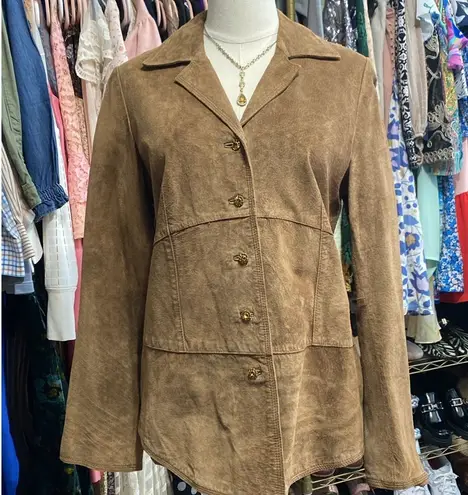 Zazee Jacket Blazer Vintage 100% leather Suede Brown Size M Size M