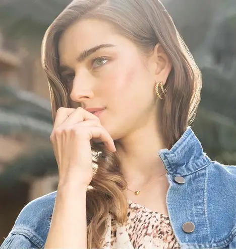 New Yellow Gold Rendor Double Hoop Earrings