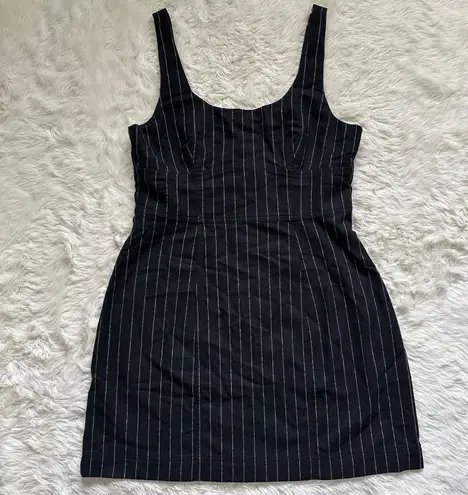 Madewell Dress Wool-Blend Mini Sleeveless in Pinstripe Almost Black 6 NWT New