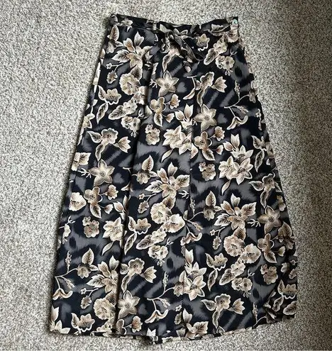 BICE Vintage Black Cream Floral Maxi Skirt Retro 90s Casual Neutral 4 Vacation