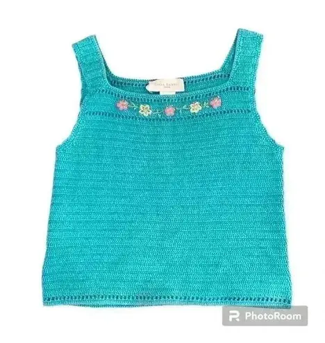Susan Bristol Vintage Crochet Embroidered Sleeveless Tank Top Petite Small
