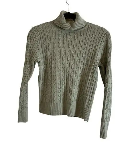 Jeanne pierre Cable Knit Turtleneck Sweater Sage Size small