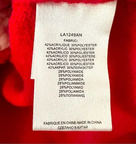 Molly Bracken Holiday Red Open Slit Bow Trim Sleeve Cable Knit Sweater Medium