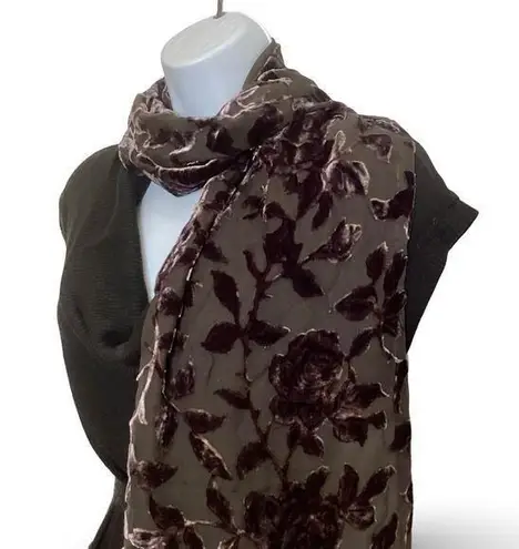 Jacqueline Ferrar Purple Burnout Velvet Roses Silk Scarf