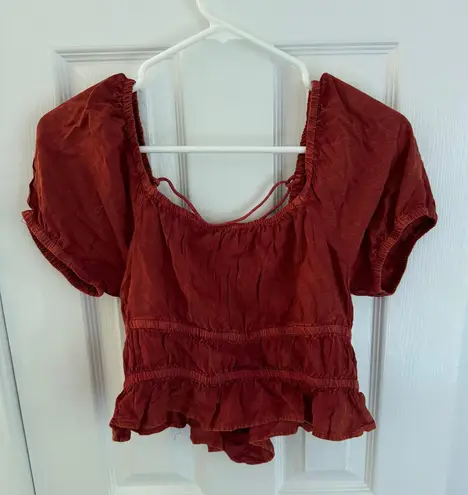 Burnt Orange Lace Up Shirt Size M