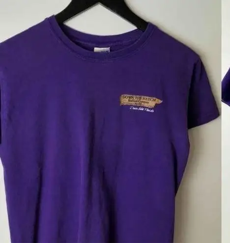 Y2K Vintage Down The Hatch Seafood Restaurant T Shirt Ponce Inlet Purple Small S