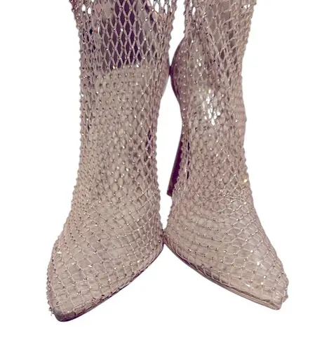 Charles by Charles David CHARLES DAVID RHINESTONE STUDDED BOOTIES MESH METALLIC POINTED TOE HEELS 7