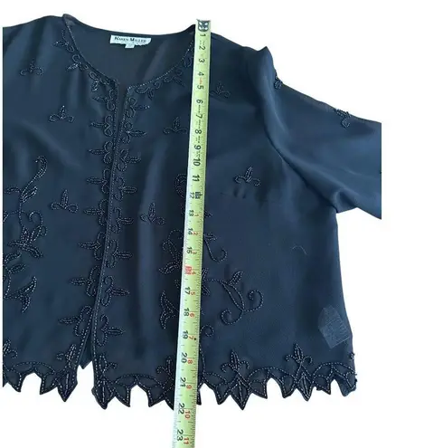 Karen Millen Karen Miller Sheer Beaded Jacket Shrug With Floral Design Scalloped Edges Sz 20