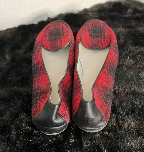 J.Jill  Leather Plaid Loafers, Red Black, flats 11