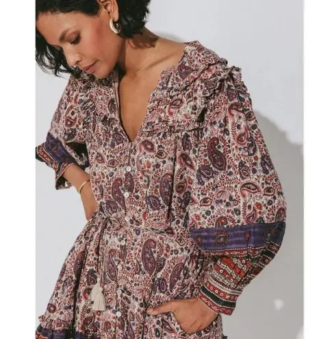 Cleobella New Samara Paisley Organic Cotton Button Down Blouse Size Small