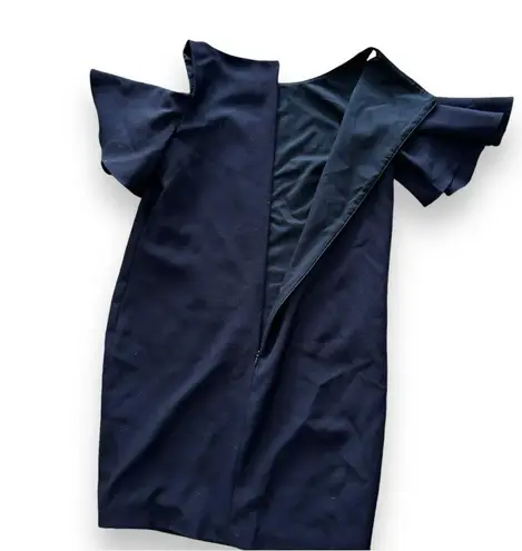 Leslie Fay Navy Cold Shoulder Shift Dress - Size 8
