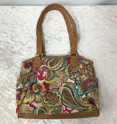 Y2k paisley shoulder handbag purse cotton & linen blend