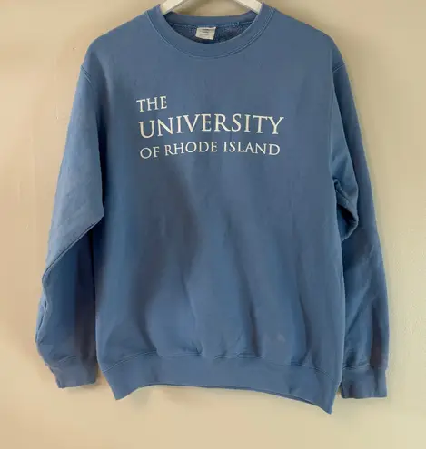 University of Rhode Island Sweatshirt Womens Med Crewneck Blue VTG Distressed
