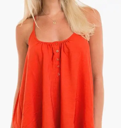 Sincerely Jules Red Rosa Cross Strap Dress Womens Sz S Shapeless Flowy Boho