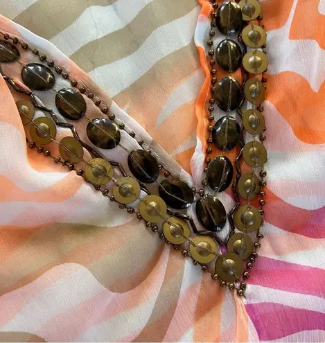 Soaked Orange/Pink Neon Patterned Beach Coverup Sz S/M Pink