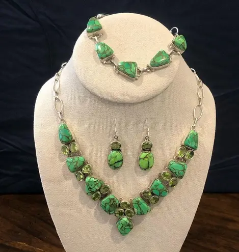 Sterling Silver Mohave Lime Green Copper Infused Turquoise and 925 Bracelet